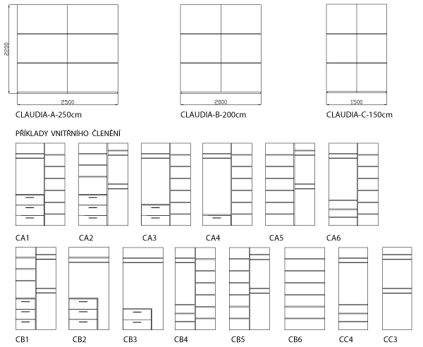 Schema skříně Claudia
